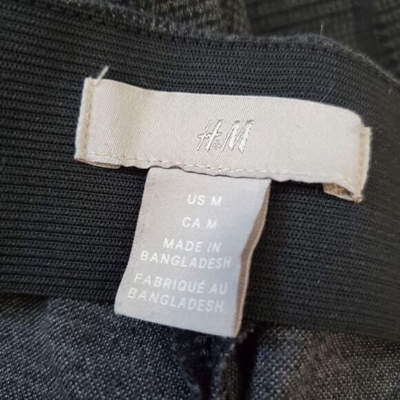 H&M Black and Dark Gray Plaid Mid Rise Pants Size Medium - Picture 11 of 13